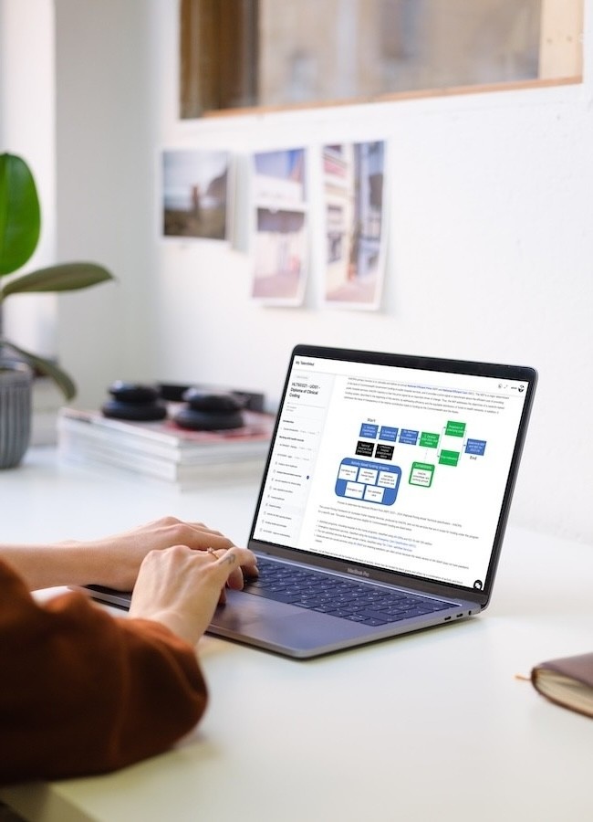 A clinical coder working online from home